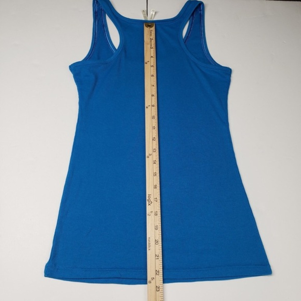 Color Story Long Layering Ribbed‎ Tank Top Womens Large Blue Y2K Scoop Neck Emo - Picture 6 of 13